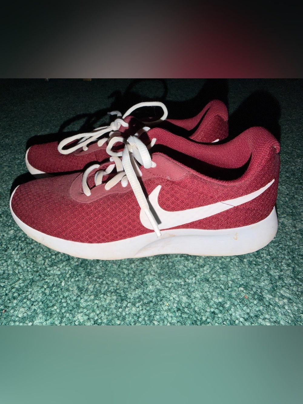 Nike Women's Burgundy Mesh Trainers with White Swoosh